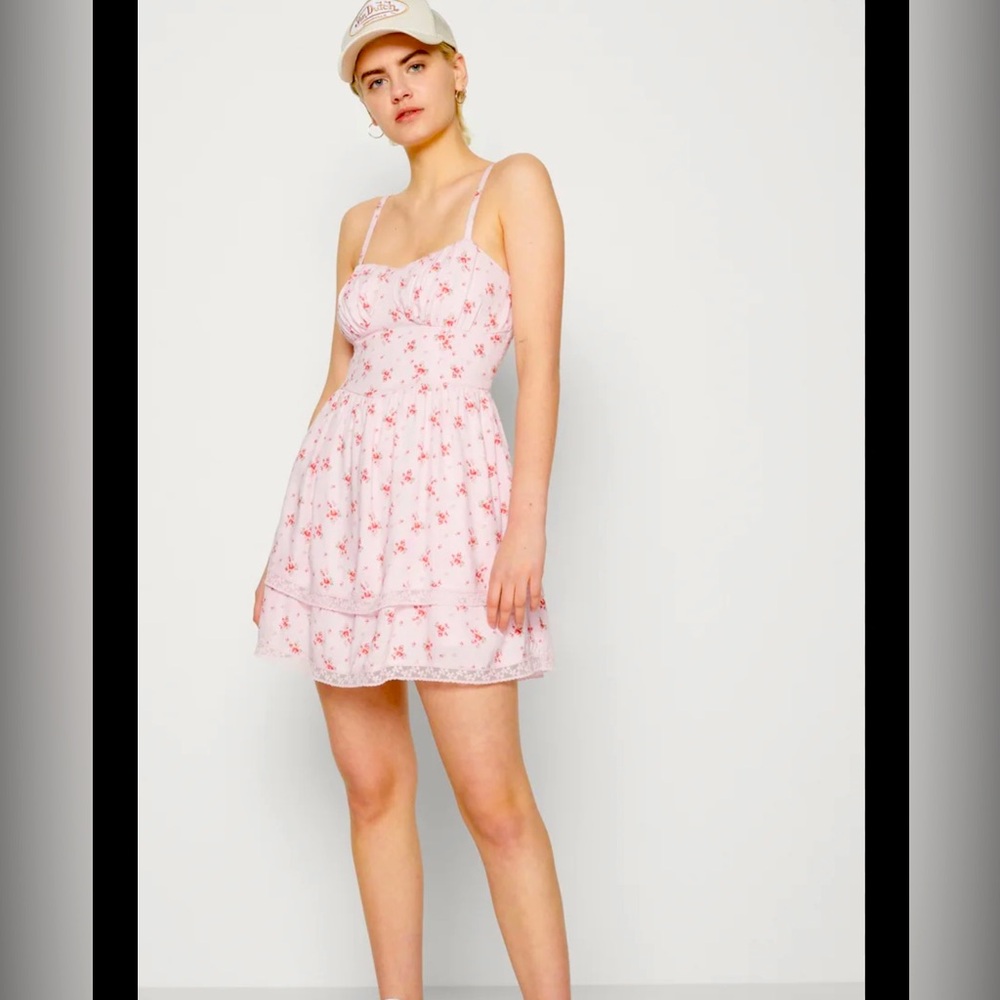 NWT Hollister Double Tier Corset Pink Mini Dress in size XL